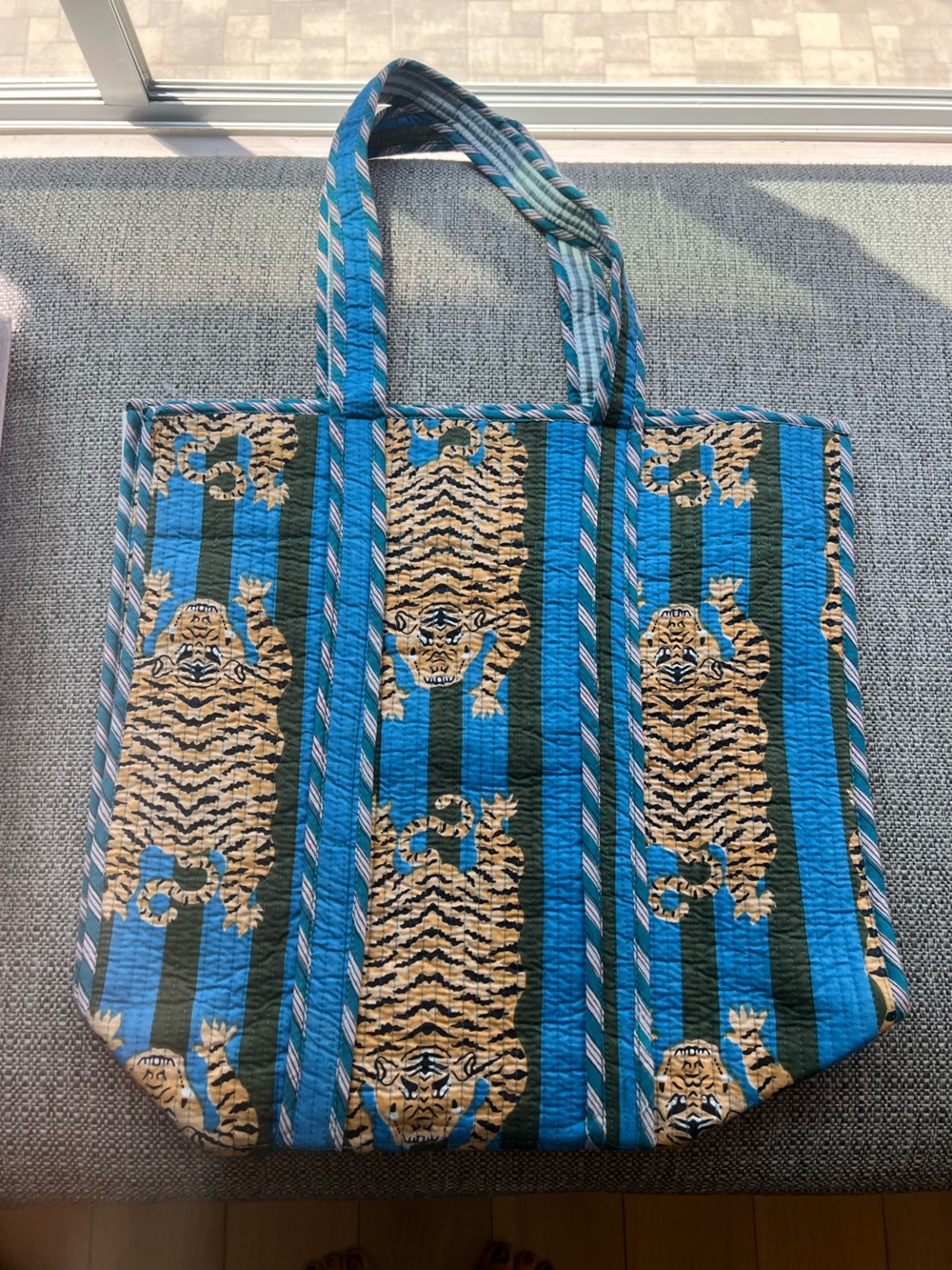 Brand New Notting Hill Quilted Blue Tiger Striped Bag. Everyday Cotton Carryall